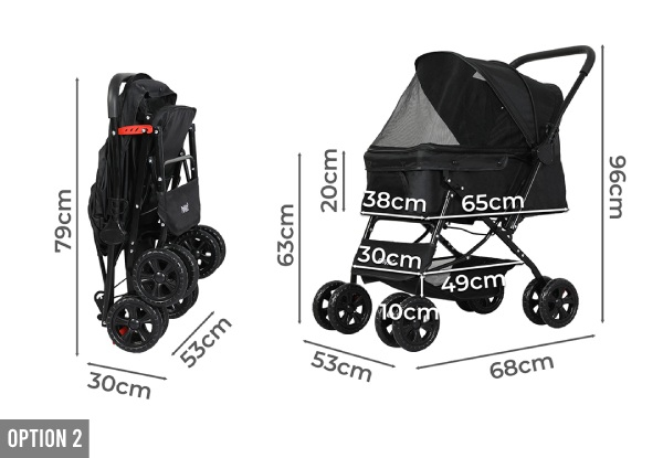 PaWz Foldable Pet Stroller Pram - Two Options Available