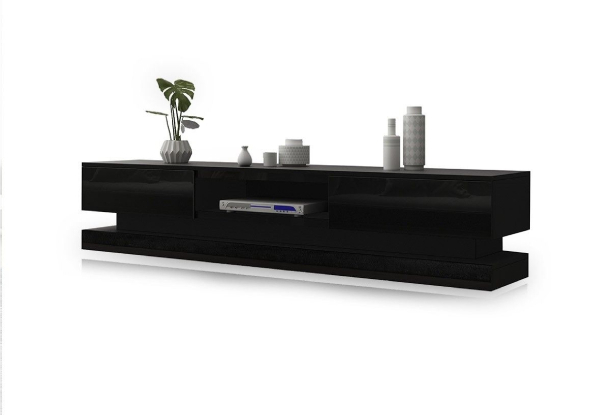 Wood TV Stand Unit with Two Drawers & RGB LED Light - Two Colours Available