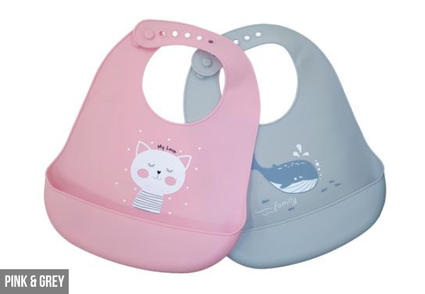 Two-Pack of Silicone Bibs - Two Styles Available