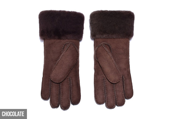 Auzland Women's Leather Suede Button UGG Gloves - Two Colours & Three Sizes Available