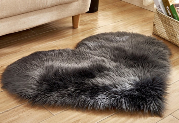 Heart-Shaped Fluffy Rug - Two Sizes & Six Colours Available