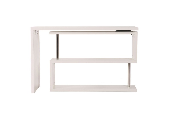 Swirl Desk with Shelves in Matte White