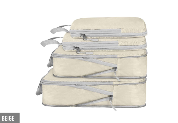 Four-Pack Compression Packing Cubes - Option for Eight-Pack & Four Colours Available