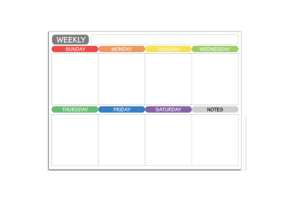 Weekly Fridge Calendar Whiteboard incl. Marker & Eraser - Option for Monthly