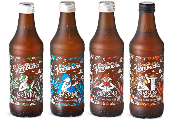 Case of 12 Bottles of Good Buzz Kombucha - Four Options Available