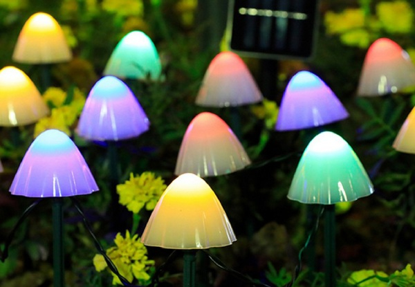 Solar Mushroom String Lights - Two Colours Available