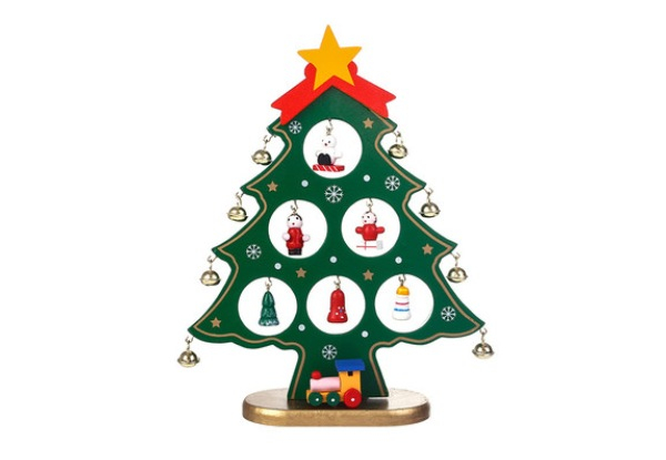 Mini Wooden Tabletop Christmas Tree Decor - Three Colours Available