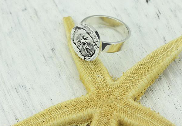 Sterling Silver Personalised Photo Engraved Ring