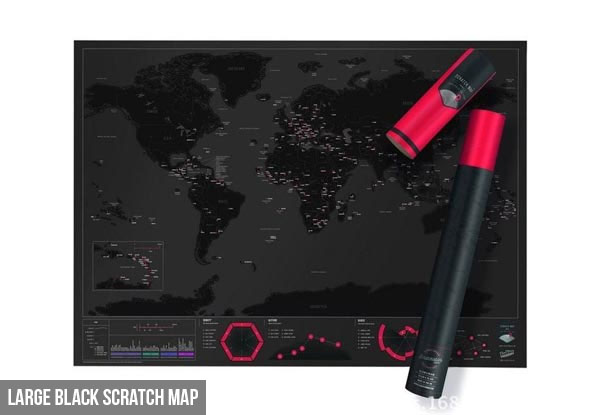 World Scratch Map - Two Colours & Two Sizes Available