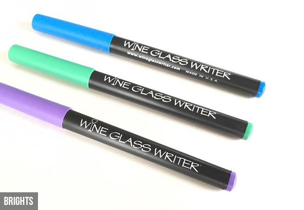 Pack of Three Wine Glass Writer Pens - Options for Brights or Metallics