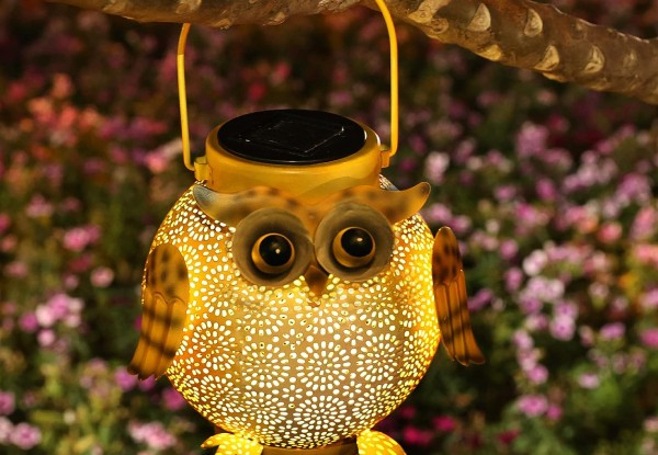 Two-Pack Solar Owl Pattern Garden Light