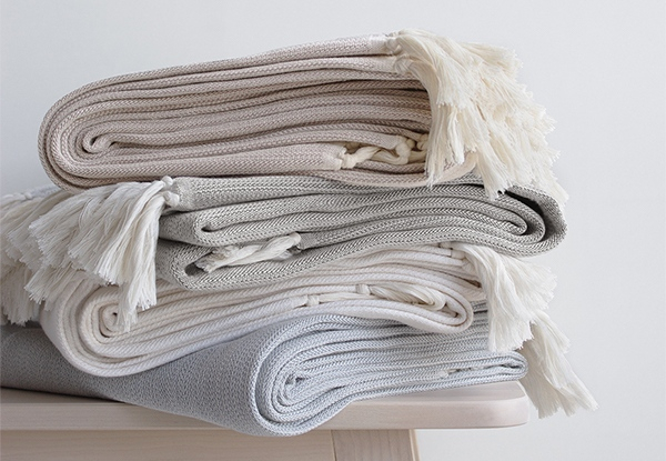 Canningvale Large Lino Cotton Throw - Five Colours Available with Free Delivery