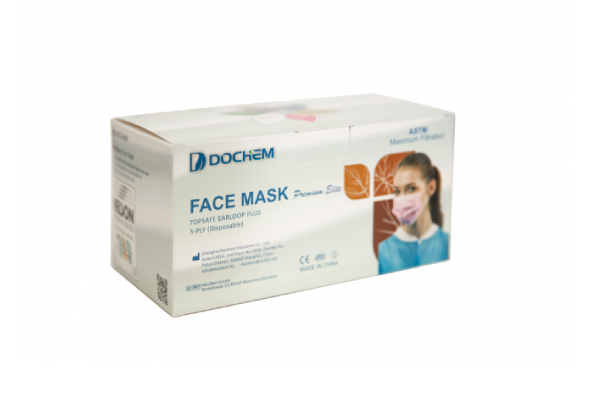 50-Pack DOCHEM Disposable Face Masks incl. Earloop - Option for Two Packs