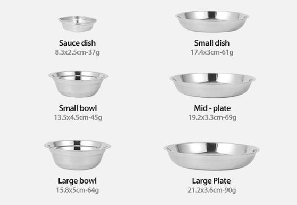 17-Piece Stainless Steel Camping Plate Bowl Set