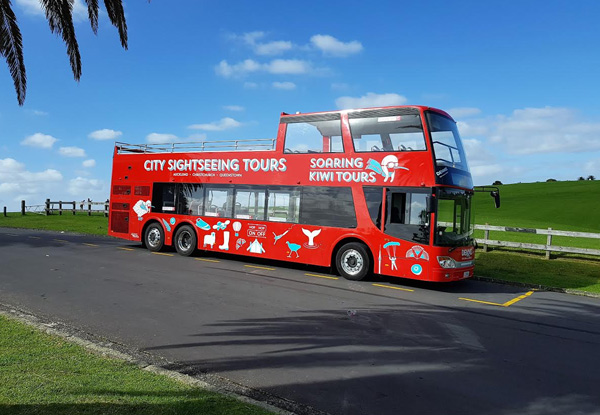Auckland's Open Top Double Decker "Hop-on Hop-off" City Tour - Central Tour Adult Pass incl. Entry for Two Children Under 15