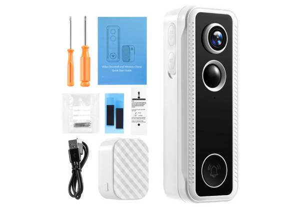 Rechargeable 2k HD Wireless Video Doorbell Camera - Two Colours Available