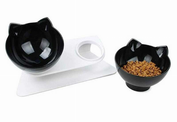 Double Elevated Tilted Cat Bowls with Raised Stand - Five Options Available