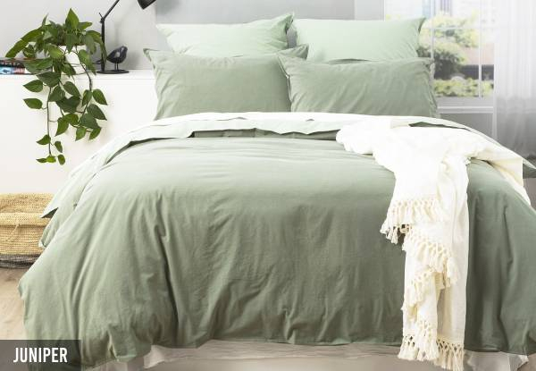 Essentials Vintage Reversible Quilt Cover Incl. Pillowcases - Available in Six Colours, Three Sizes & Option for Extra European Pillowcase