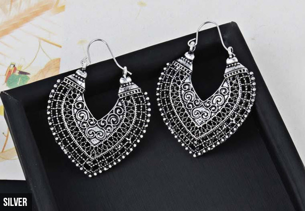 Antique-Look Hoop Earrings - Two Colours Available with Free Delivery