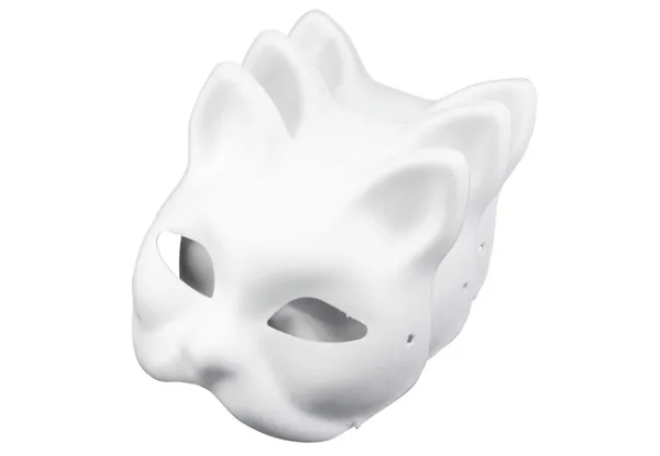 Three-Piece White Paper Blank Cat Mask