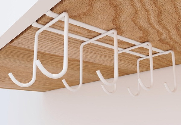Two-Pack Under Cabinet Eight Hook Cup Rack - Two Colours Available