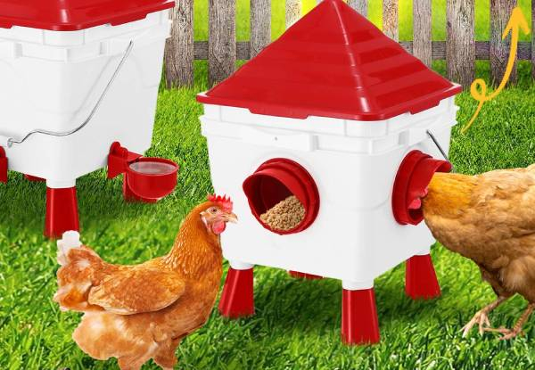 Two-Piece Automatic Chicken 8kg Feeder 8L Waterer Set