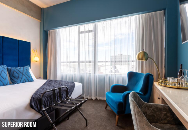 One-Night, Four-Star Art Boutique Christchurch Getaway at The Muse Art Hotel for Two People incl. Late Checkout & 20% off Food & Beverage at their Onsite Pink Lady Roof Top bar or Residency Cafe