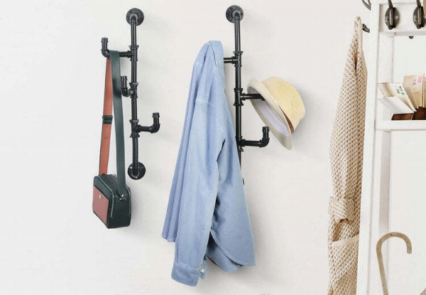 Three-Hook Industrial Pipe Clothes Holder