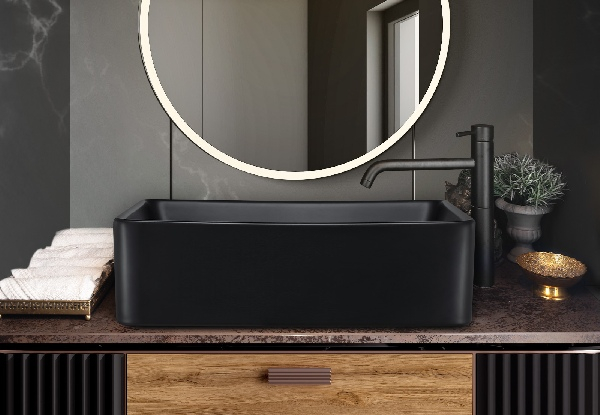 Ceramic Rectangular Bathroom Sink Basin - Two Colours Available