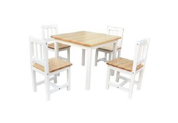 Five-Piece Solid Pine Kids Table & Chairs Set