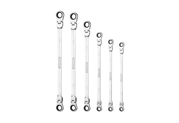 Six-Piece Flexible Double Ring Ratchet Spanner Set 72 Tooth Wrench Tool