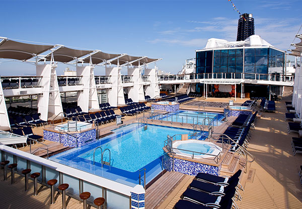 12-Night Luxury Fly, Stay, Cruise Package for Two Adults Aboard the Celebrity Solstice incl. Flights from Auckland, Accommodation, Meals Aboard the Ship & More