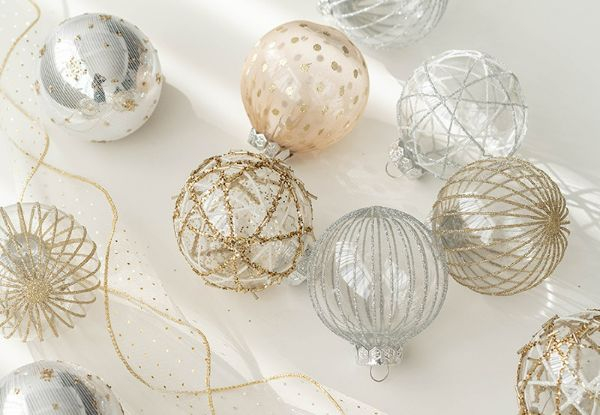 Six-Pack 8cm Christmas Transparent Ball Decoration - Five Colours Available