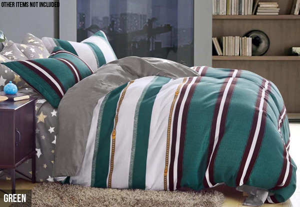 Three-Piece Printed Duvet Cover Set - Four Colours & Three Sizes Available