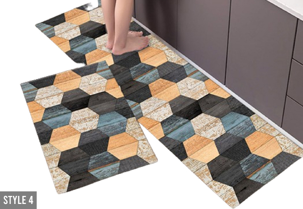 Two-Piece Non-Slip Kitchen Floor Mat Set - Five Styles Available