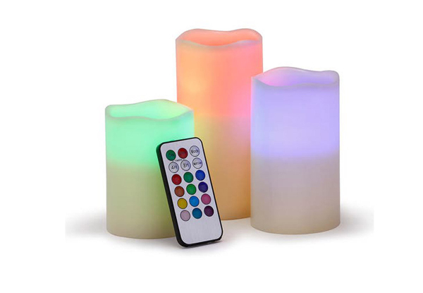 Three-Piece LED Candle Light Set with Remote Control - Option for Two