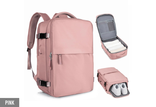 Travel Backpack with Shoe Compartment - Eight Colours Available