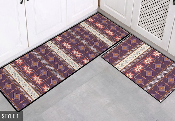 Two-Piece Non-Slip Kitchen Floor Mats - Five Styles Available