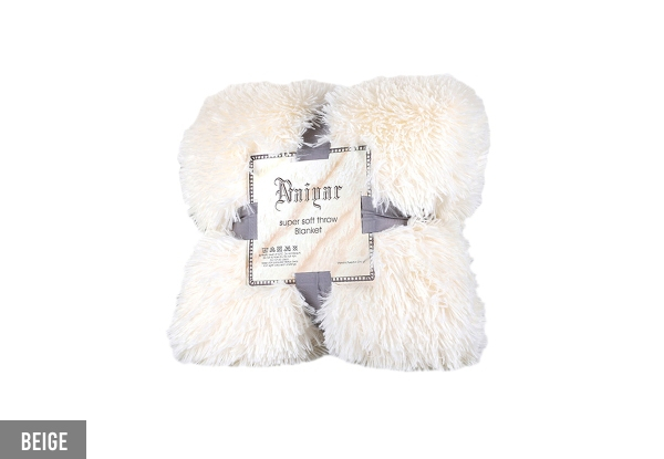 Soft Fuzzy Faux Fur Throw Blanket - Available in Five Colours, Two Sizes & Option for Two-Pack
