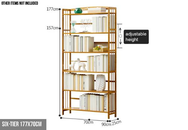 Multi-Tier Simplistic Bamboo Bookshelf - Three Sizes Available