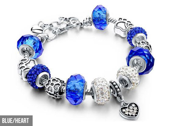 Crystal Charm Bracelet - Eight Styles Available with Free Delivery