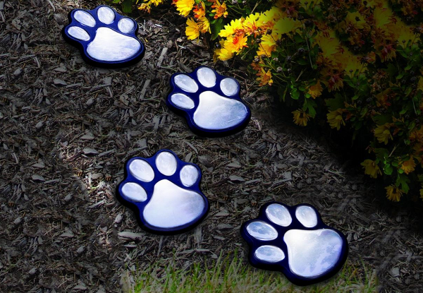 Four-Pack of Paw Print Solar Lights - Two Colours Available