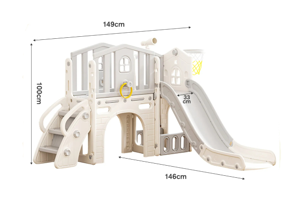 Seven-in-One Kids Slide & Basketball Hoop Playset - Two Colours Available