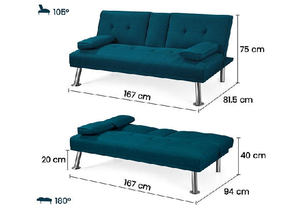 Convertible Futon Sofa Bed - Available in Two Colours