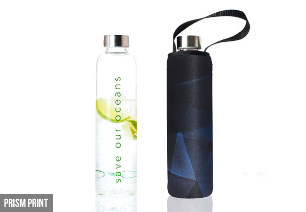 BBBYO 750ml Glass is Greener Bottle with Carry Cover - Four Styles Available