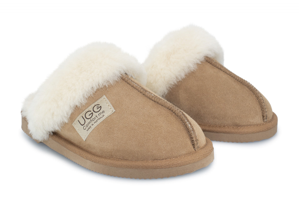 Ugg Australian-Made Water-Resistant Essentials Fur Trim Unisex Sheepskin Scuffs - 10 Sizes Available