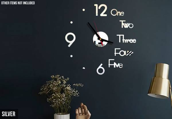 DIY 3D Mirror Surface Sticker Wall Clock - Four Colours Available
