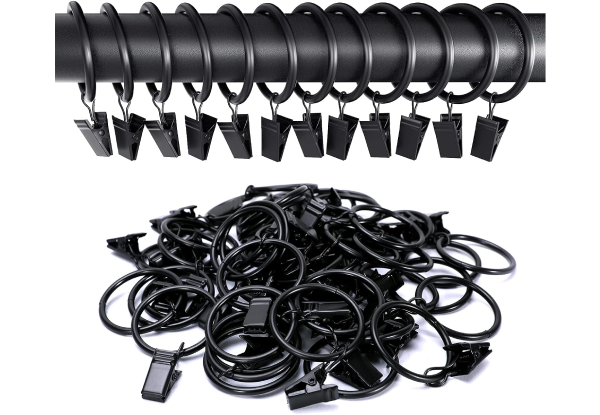 30-Piece Curtain Rings with Clips Hooks