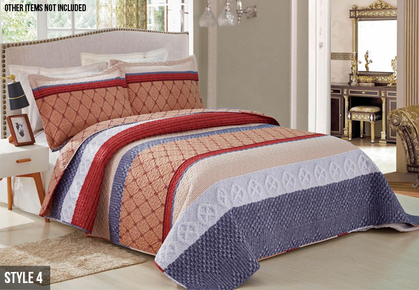 Quilted Bedspread Set - Two Styles & Two Sizes Available
