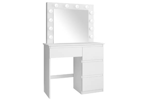 Maxkon 12 LED Mirror Vanity Dresser Table with Three Lighting Modes & Four Drawers